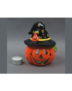 Pumpkin with Hat Candle Holder